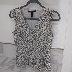 BCBGMaxAzria Black and White Patterned Blouse